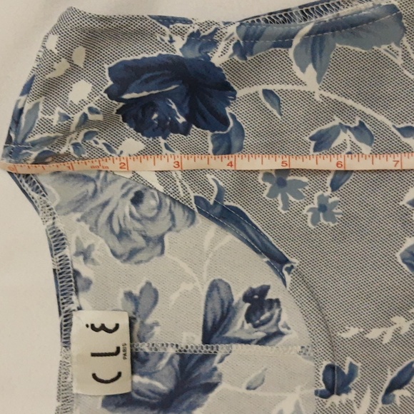 CLE Paris Floral Bodycon Tank Maxi Dress VTG Y2K 90s Blue White S/M - Picture 10 of 16